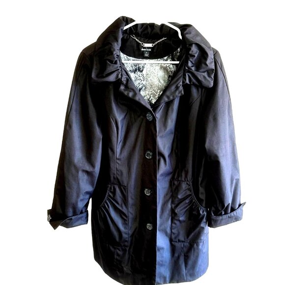 DENNIS BY DENNIS BRASSO COAT WN'S SZM BLK GRAY PYTHON LINING WINDBREAKER CITY - Picture 1 of 9